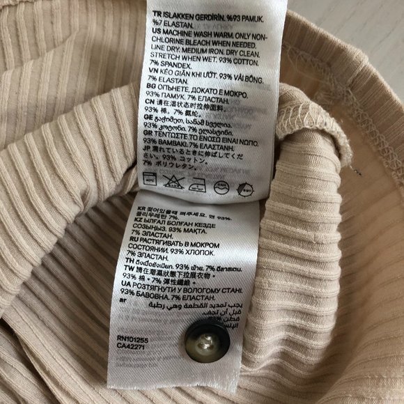 H&M Tan Ribbed Scoop NeckTop with Buttons - Picture 5 of 8